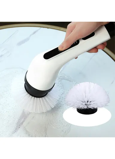 2000mAh Long Handle Electric Spin Brush Cordless Shower Scrubber with 9 Replacement Heads - White