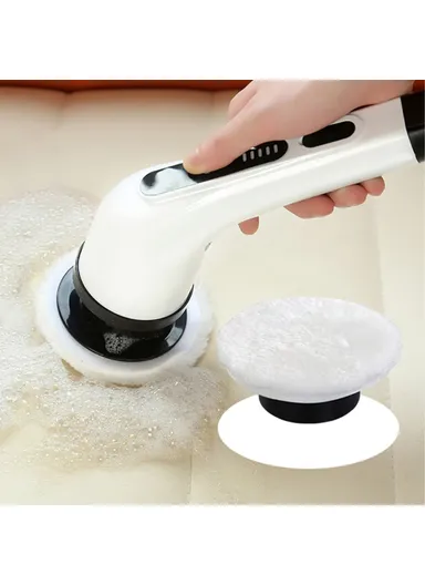 2000mAh Long Handle Electric Spin Brush Cordless Shower Scrubber with 9 Replacement Heads - White