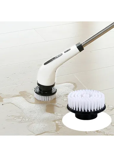 2000mAh Long Handle Electric Spin Brush Cordless Shower Scrubber with 9 Replacement Heads - White