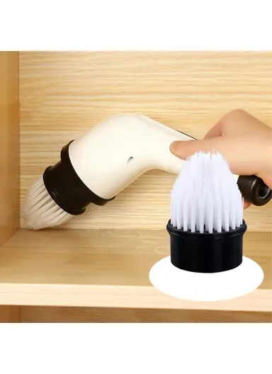 2000mAh Long Handle Electric Spin Brush Cordless Shower Scrubber with 9 Replacement Heads - White