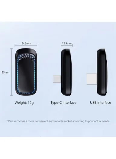 Z1RGB Carplay Auto Box Adapter Plug and Play Car Wired to Wireless Dongle (L5.3 x W2.4)cm - Type-C Elbow