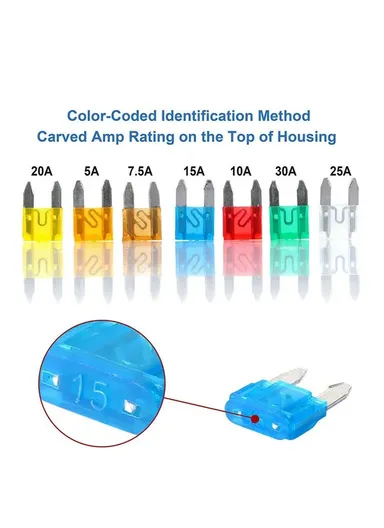 120Pcs/Box Mini Auto Blade Fuses Set 2-35A Assorted Color-coded Carved Amp Rating Fuse