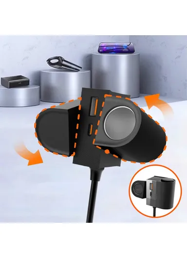 S-46 45W Car Charger 2 Cigarette Lighter Sockets USB+Type-C Phone Charging Adapter - Black