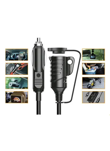 3.6m 12V / 24V Car Cigarette Lighter Extension Cord Male Plug to Female Socket 16AWG Extender Cable with 15A Fuse TR-29