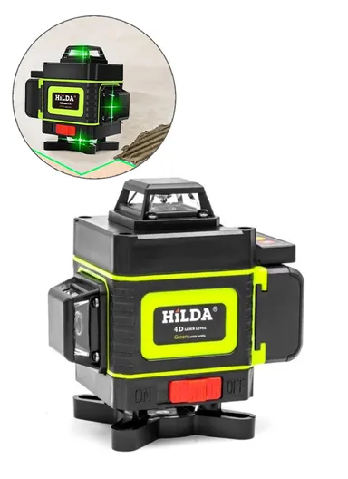 3000mAh Laser Level Self Leveling Green Cross 16 Lines Laser Level 4D Rechargeable Lazer Level for Picture Hanging Home Wall Tile - Yellow / EU Plug