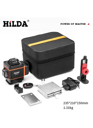 3000mAh Laser Level Self Leveling Green Cross 16 Lines Laser Level 4D Rechargeable Lazer Level for Picture Hanging Home Wall Tile - Yellow / EU Plug