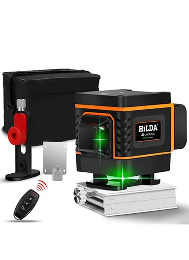 3000mAh Laser Level Self Leveling Green Cross 16 Lines Laser Level 4D Rechargeable Lazer Level for Picture Hanging Home Wall Tile - Orange / EU Plug