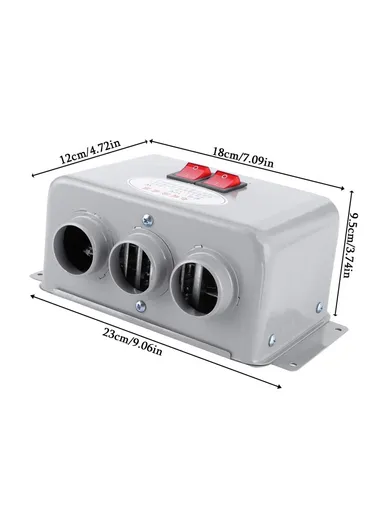 12V 800W Three Hole Car Water Heater Window Defrosting Defogging Vehicle Heating Fan (W22 x D12 x H9.5)cm 