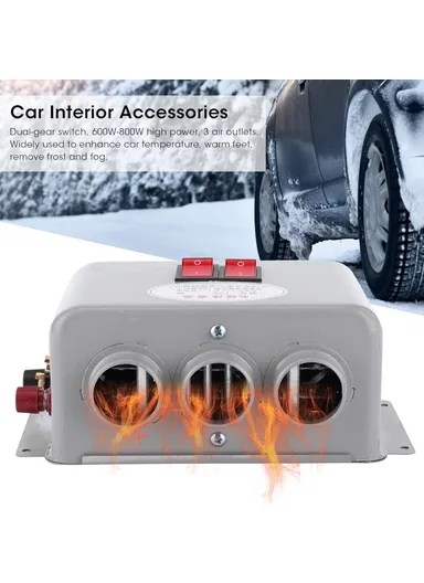 12V 800W Three Hole Car Water Heater Window Defrosting Defogging Vehicle Heating Fan (W22 x D12 x H9.5)cm 