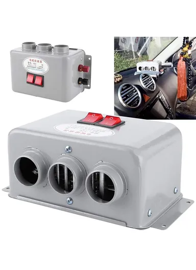 24V 800W Three Hole Car Water Heater Window Defrosting Defogging Vehicle Heating Fan (W22 x D12 x H9.5)cm 