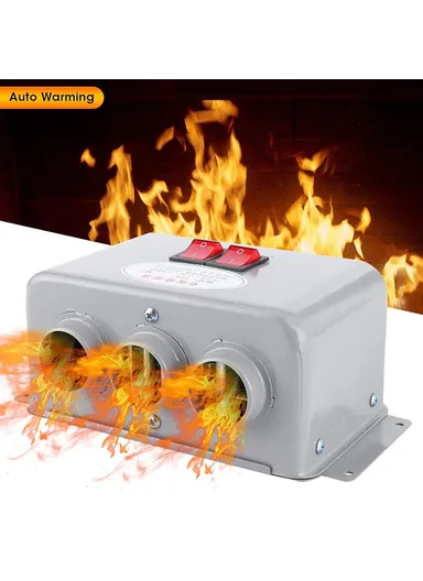 24V 800W Three Hole Car Water Heater Window Defrosting Defogging Vehicle Heating Fan (W22 x D12 x H9.5)cm 
