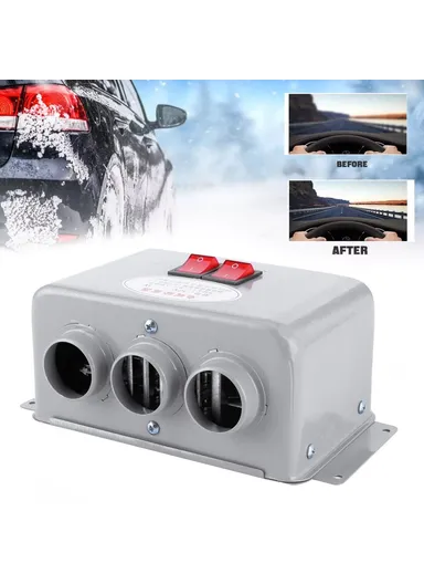 24V 800W Three Hole Car Water Heater Window Defrosting Defogging Vehicle Heating Fan (W22 x D12 x H9.5)cm 