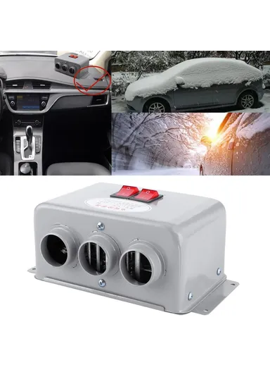 24V 800W Three Hole Car Water Heater Window Defrosting Defogging Vehicle Heating Fan (W22 x D12 x H9.5)cm 