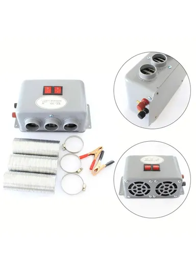 24V 800W Three Hole Car Water Heater Window Defrosting Defogging Vehicle Heating Fan (W22 x D12 x H9.5)cm 