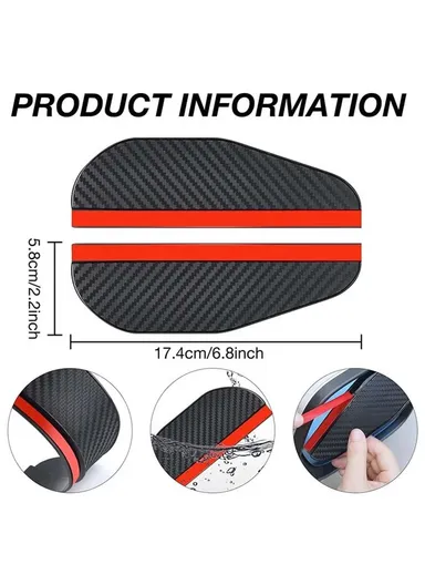 2Pcs Car Rearview Mirror Rain Baffle Carbon Fiber Texture Vehicle Side Mirror PVC Rain Blocker
