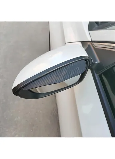 2Pcs Car Rearview Mirror Rain Baffle Carbon Fiber Texture Vehicle Side Mirror PVC Rain Blocker