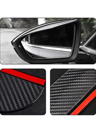2Pcs Car Rearview Mirror Rain Baffle Carbon Fiber Texture Vehicle Side Mirror PVC Rain Blocker