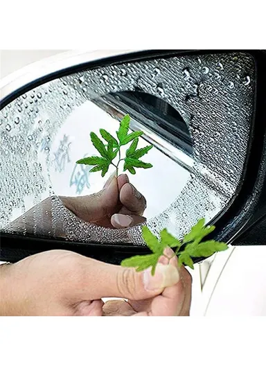 2Pcs Round 10x10cm Car Rear View Mirror Film PET Anti-Fog Rainproof Mirror Film with Tools