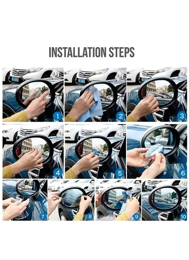 2Pcs Round 10x10cm Car Rear View Mirror Film PET Anti-Fog Rainproof Mirror Film with Tools