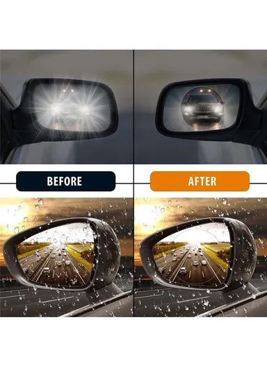 2Pcs Round 10x10cm Car Rear View Mirror Film PET Anti-Fog Rainproof Mirror Film with Tools