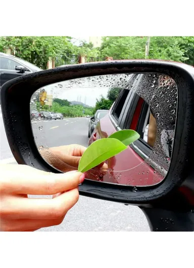 2Pcs Oval 10x15cm Car Rear View Mirror Film PET Anti-Fog Rainproof Mirror Film with Tools
