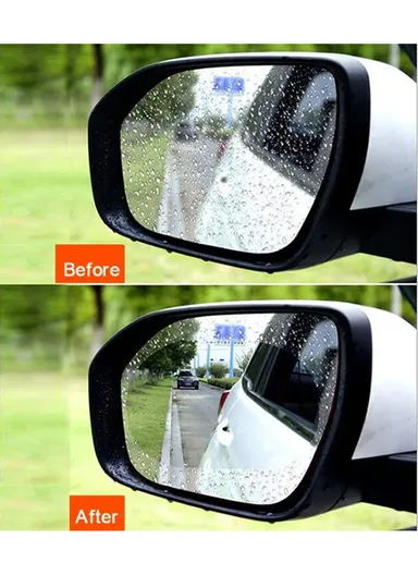 2Pcs Oval 10x15cm Car Rear View Mirror Film PET Anti-Fog Rainproof Mirror Film with Tools