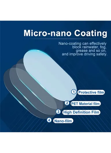 2Pcs Oval 10x15cm Car Rear View Mirror Film PET Anti-Fog Rainproof Mirror Film with Tools