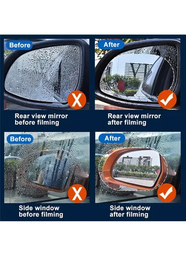 2Pcs Oval 10x15cm Car Rear View Mirror Film PET Anti-Fog Rainproof Mirror Film with Tools