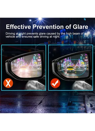 2Pcs Oval 10x15cm Car Rear View Mirror Film PET Anti-Fog Rainproof Mirror Film with Tools
