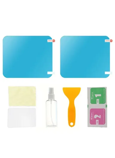 2Pcs Square 15x20cm Car Rear View Mirror Film PET Anti-Fog Rainproof Mirror Film with Tools