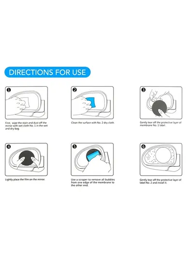 2Pcs Square 15x20cm Car Rear View Mirror Film PET Anti-Fog Rainproof Mirror Film with Tools