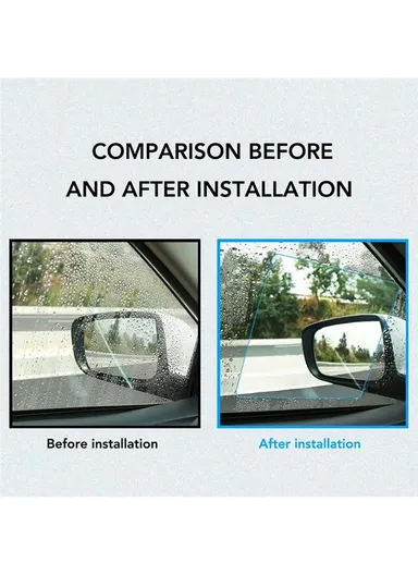 2Pcs Square 15x20cm Car Rear View Mirror Film PET Anti-Fog Rainproof Mirror Film with Tools
