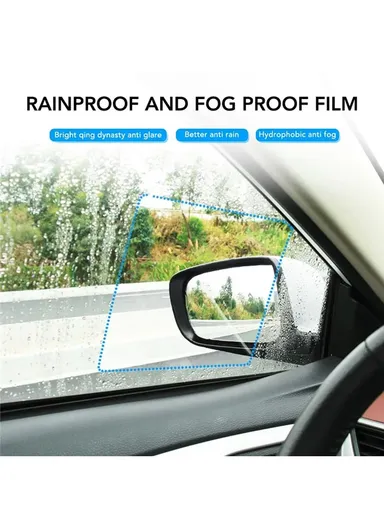 2Pcs Square 15x20cm Car Rear View Mirror Film PET Anti-Fog Rainproof Mirror Film with Tools