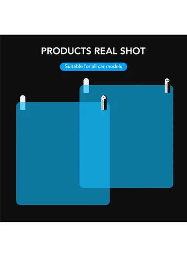 2Pcs Square 15x20cm Car Rear View Mirror Film PET Anti-Fog Rainproof Mirror Film with Tools