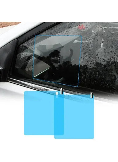 2Pcs Square 17.5x20cm Car Rear View Mirror Film PET Anti-Fog Rainproof Mirror Film with Tools