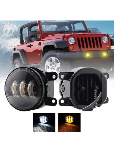 30W 2Pcs for Wrangler / CJ-5 / CJ-7 / CJ-8 SUV LED Fog Light White+Yellow Two Color Headlight Modified Front Fog Lamp
