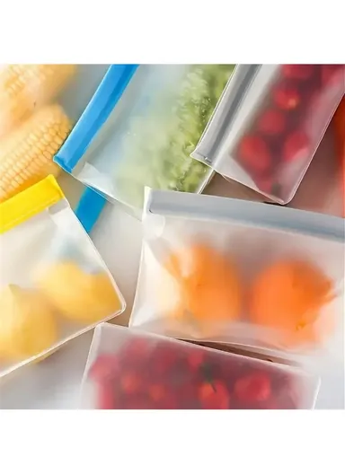 3Pcs / Set S+M+L Kitchen Refrigerator Storage Bag PEVA Food Fresh-Keeping Sealing Pouch (BPA-Free, No FDA Certified)