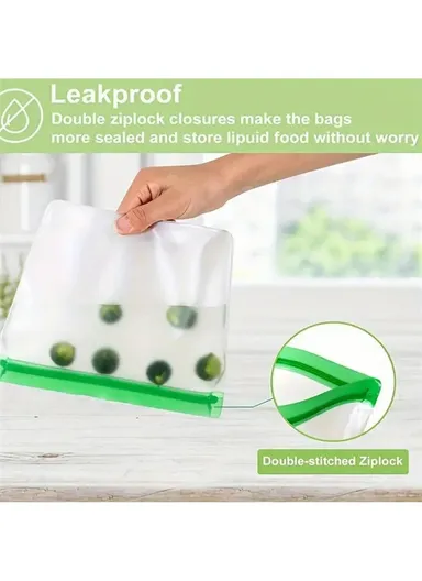 3Pcs / Set S+M+L Kitchen Refrigerator Storage Bag PEVA Food Fresh-Keeping Sealing Pouch (BPA-Free, No FDA Certified)