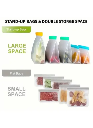3Pcs / Set S+M+L Kitchen Refrigerator Storage Bag PEVA Food Fresh-Keeping Sealing Pouch (BPA-Free, No FDA Certified)