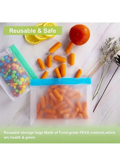 3Pcs / Set S+M+L Kitchen Refrigerator Storage Bag PEVA Food Fresh-Keeping Sealing Pouch (BPA-Free, No FDA Certified)