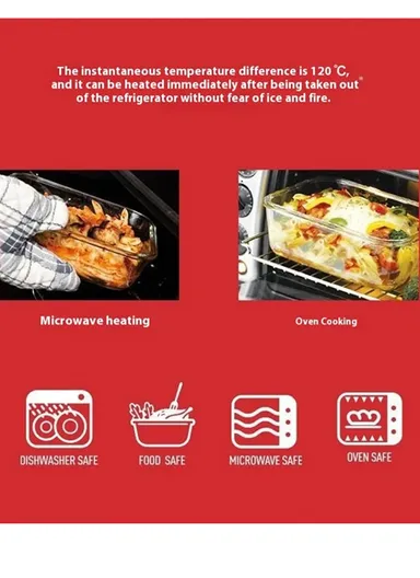 24Pcs Microwave Oven Food Storage Containers Set Borosilicate Glass Fresh Keeping Box - Black