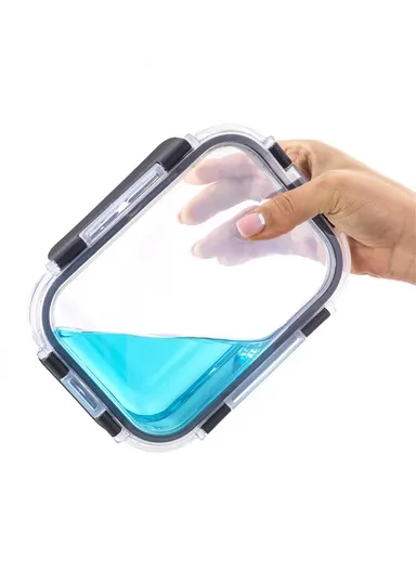 24Pcs Microwave Oven Food Storage Containers Set Borosilicate Glass Fresh Keeping Box - Black