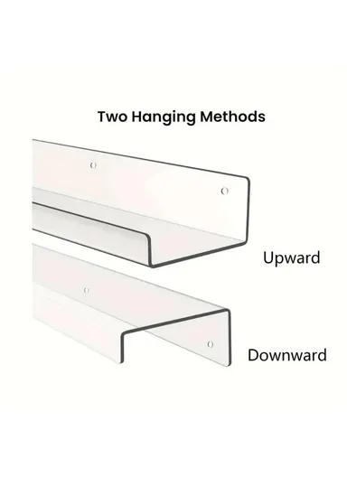 38x11x5cm Transparent Acrylic U-Shaped Display Storage Rack Punch-Free Bathroom Wall Storage Shelf