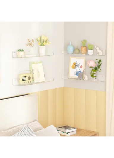38x11x5cm Transparent Acrylic U-Shaped Display Storage Rack Punch-Free Bathroom Wall Storage Shelf