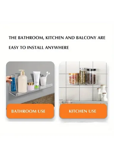 40x10x4cm Transparent Acrylic U-Shaped Display Storage Rack Punch-Free Bathroom Wall Storage Shelf