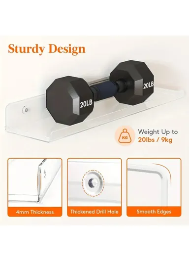 40x10x4cm Transparent Acrylic U-Shaped Display Storage Rack Punch-Free Bathroom Wall Storage Shelf