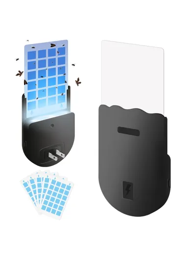 1800 Fly Insect Trap Plug-In Mosquito Killer Gnat Moth Catcher Fly Tapper UV Attractant Catcher, EU Plug - Black