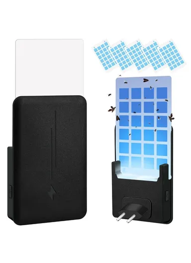 Fly Tapper UV Attractant Catcher Fly Insect Trap Plug-In Mosquito Killer Gnat Moth Catcher, EU Plug 1803 - Black