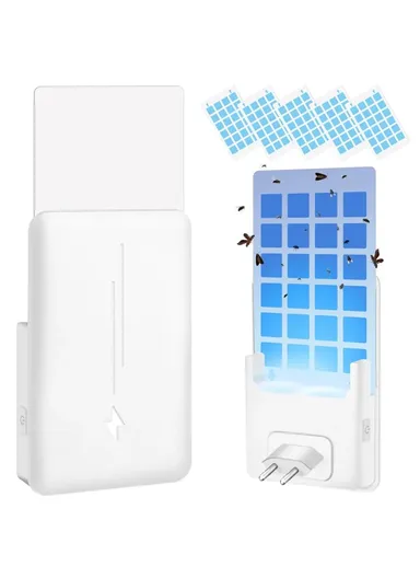 Fly Tapper UV Attractant Catcher Fly Insect Trap Plug-In Mosquito Killer Gnat Moth Catcher, EU Plug 1803 - White