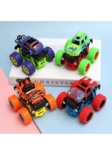All-Terrain Monster Toy Trucks 4WD Inertia Drive with Shockproof Springs &amp; Durable Rubber Wheels for Kids